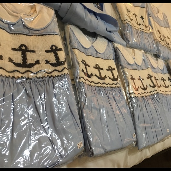 Anchor Smocked Dress 100% Cotton Nautical Spring - Picture 7 of 7